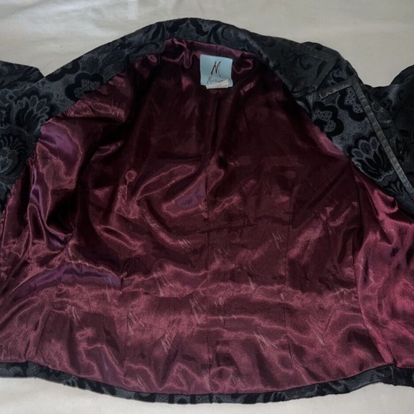 Marciano Women’s Black Jacquard Blazer Jacket Leather Trim Tapestry Size 4 - Picture 8 of 11